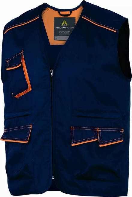 GILET DE TRAVAIL DELTA PLUS PANOSTYLE® POLYESTER COTON BLEU MARINE / ORANGE -M6GILBM0