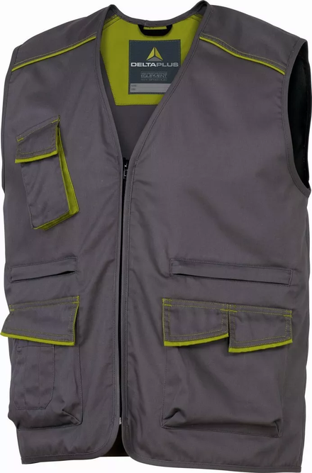 GILET DE TRAVAIL DELTA PLUS PANOSTYLE® POLYESTER COTON GRIS / VERT -M6GILGR0