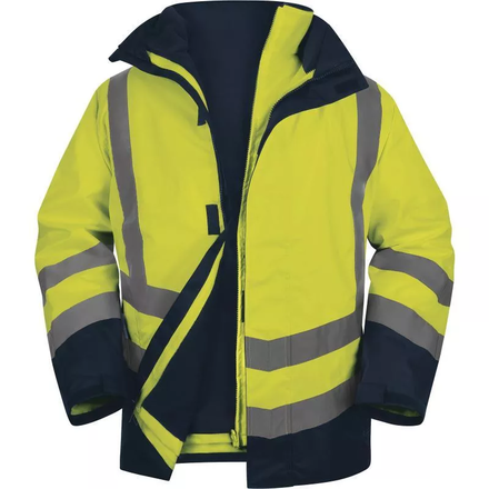 PARKA 5 EN 1 JAUNE FLUO DELTA PLUS HAUTE VISIBILITÉ POLYESTER OXFORD ENDUIT PU - OPTI3JM