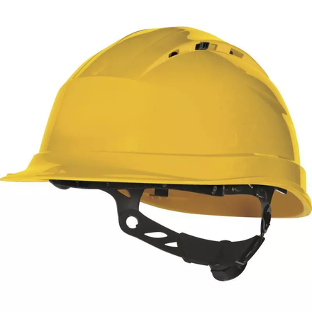 CASQUE DE CHANTIER VENTILÉ JAUNE SERRAGE CRÉMAILLÈRE DELTA PLUS - D020QUARUP4JA