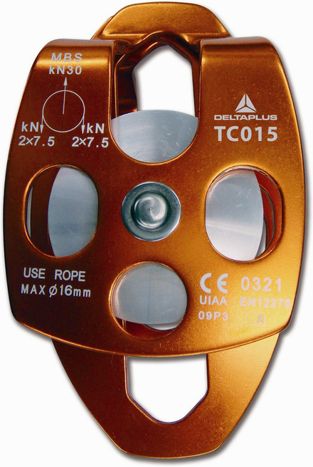 DOUBLE POULIE À FLASQUES OSCILLANTES DELTA PLUS EN ALUMINIUM - TC015
