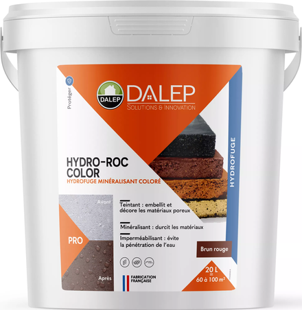 Hydrofuge Minéralisant Coloré HYDRO-ROC COLOR BRUN ROUGE - Seau 20 L DALEP - 242020