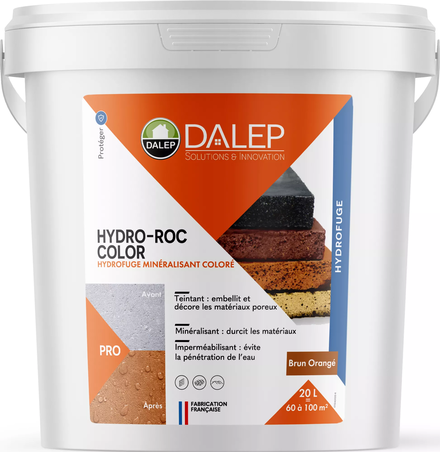 Hydrofuge Minéralisant Coloré HYDRO-ROC COLOR BRUN ORANGÉ - Seau 20 L DALEP - 245020