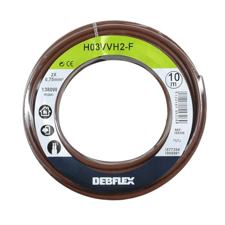 BOBINOT HO3VVH2-F 2X0.75 MM² 10M MARRON - DEBFLEX - 155326