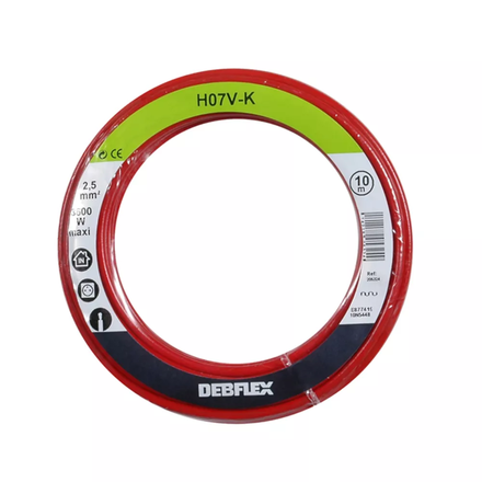 BOBINOT HO7V-K 2.5 MM² 10M ROUGE - DEBFLEX - 205324