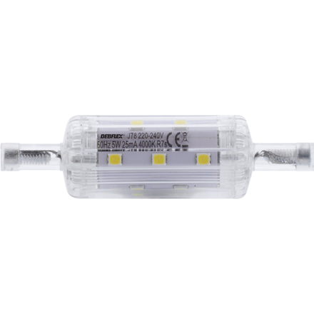 CRAYON LED 78MM SMD VERRE TRANSPARENT R7S 5W 3000K 400LM - DEBFLEX - 600443