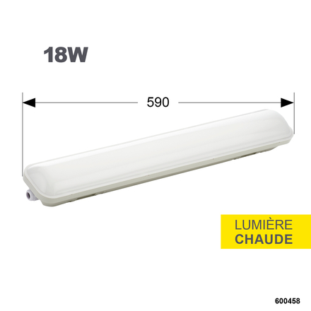 REGLETTE LED IP65 600MM SMD 18W 3000K 1500LM - DEBFLEX - 600458