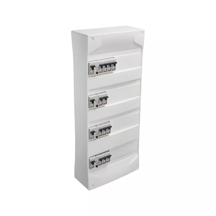 COFFRET PRE EQUIPE 4 RANGEES- 4 INTER DIFF (40A type A et AC, 63A type A) 12 DISJONCTEURS (5*10A, 3*16A, 3*20A, 1*32A) - DEBFLEX - 707952