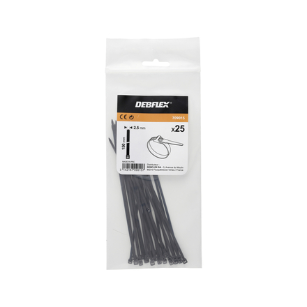 COLLIER AUTOBLOQUANT 2.5X150 MM NOIR SACHET DE 25 - DEBFLEX - 709015