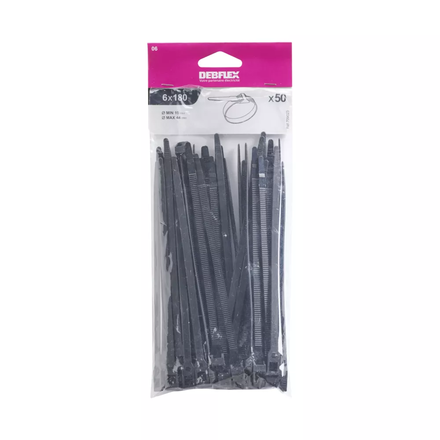 COLLIER AUTOBLOCANT 6X180 MM NOIR SACHET DE 50 - DEBFLEX - 709023