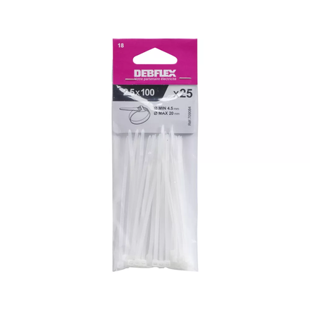 COLLIER AUTOBLOCANT 2.5X100 MM INCOLORE SACHET DE 25 - DEBFLEX - 709084