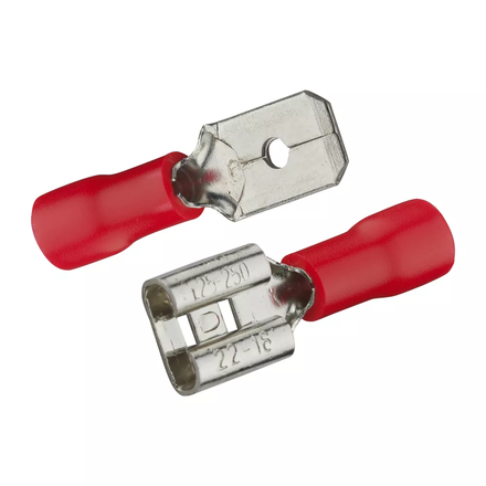 CLIPS MALE ET FEMELLE ISOLE 6.3X0.8 MM ROUGE SACHET DE 20 (10M+10F) - DEBFLEX - 711067