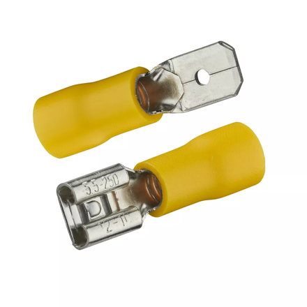 CLIPS MALE ET FEMELLE ISOLE 6.3X0.8 MM JAUNE SACHET DE 20 (10M+10F) - DEBFLEX - 711069