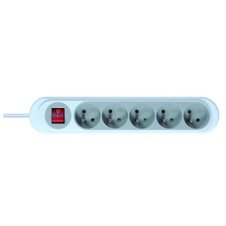NOLA BLOC 5 PRISES 2P+T 16A AVEC INTERRUPTEUR 1M30 GRIS CLAIR - DEBFLEX - 716033
