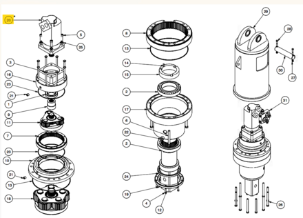 MOTEUR HYDRAULIQUE DIGGA POUR MOTOREDUCTEUR PD25 / PD30 AVANT OCTOBRE 2012