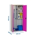Vestiaire métallique monté 1800x800x400 - 3 niveaux Gris/Rose - SIMON RACK - 8425437069857
