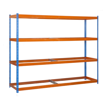 Étagère mobile charge moyenne 400kg - 2000x2100x450 - 4 niveaux Bleu/Orange/Bois - SIMON RACK - 8425437071478