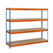 Étagère charge moyenne 500 à 600kg - 2000x2100x600 - 4 niveaux Bleu/Orange/Bois - SIMON RACK - 8425437071485