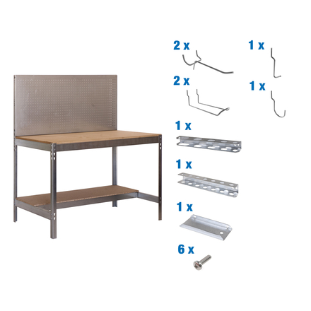 Kit établi Bricolage - 1445x1210x610 - Galvanisé/Bois - SIMON RACK - 8425437072413