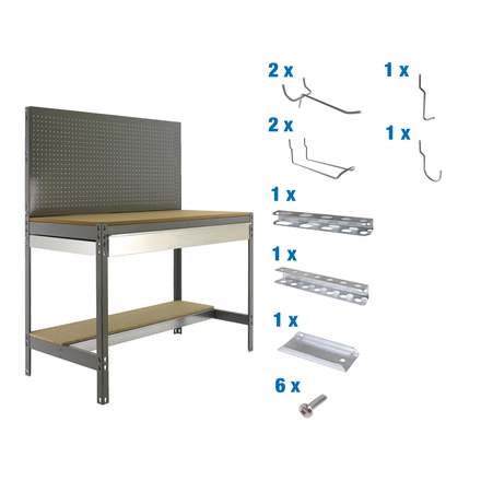 Kit établi Bricolage - 1445x910x610 - Gris - SIMON RACK - 8425437072468