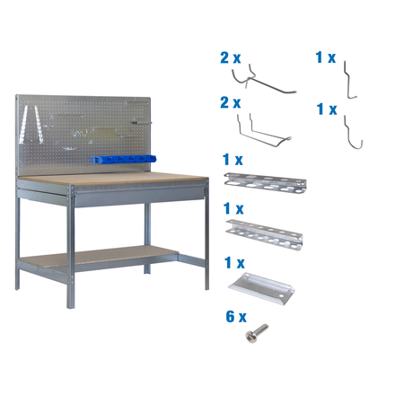 Kit établi Bricolage - 1445x910x610 - Galvanisé/Bois - SIMON RACK - 8425437072475