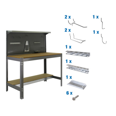 Kit établi Bricolage - 1445x910x610 - Gris - SIMON RACK - 8425437072611