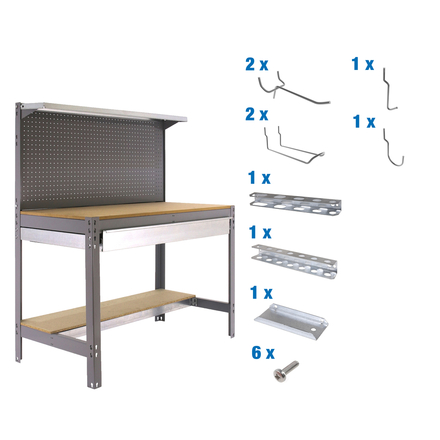 Kit établi Bricolage - 1445x1210x610 - Gris - SIMON RACK - 8425437072734