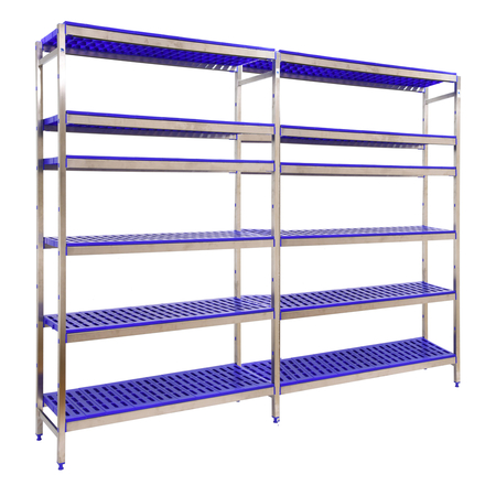 Rayonnage mobile bois-métal léger sans vis 1600x3290x500 - 6 niveaux - SIMON RACK - 8425437075209