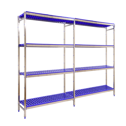 Rayonnage mobile bois-métal léger sans vis 2000x3290x400 - 4 niveaux - SIMON RACK - 8425437075230