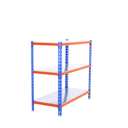 Rayonnage métallique léger sans vis 900x1200x300 - 3 niveaux Bleu/Orange/Galvanisé - SIMON RACK - 8425437076558