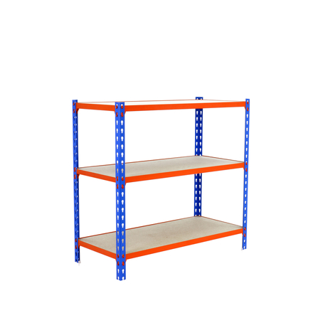Rayonnage bois-métal léger sans vis 900x1200x400 - 3 niveaux Bleu/Bois - SIMON RACK - 8425437077227