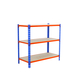 Rayonnage bois-métal léger sans vis 900x1200x400 - 3 niveaux Bleu/Bois - SIMON RACK - 8425437077227