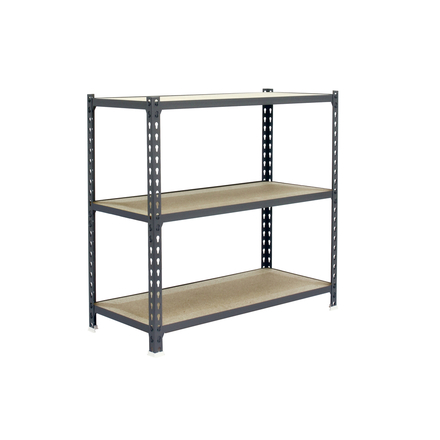 Rayonnage bois-métal léger sans vis 900x1200x500 - 3 niveaux Gris/Bois - SIMON RACK - 8425437077302