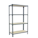 Rayonnage bois-métal léger sans vis 1500x1200x300 - 4 niveaux Gris/Bois - SIMON RACK - 8425437077357