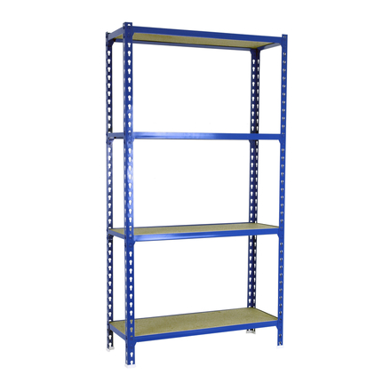 Rayonnage bois-métal léger sans vis 1500x1200x400 - 4 niveaux Bleu/Bois - SIMON RACK - 8425437077364