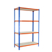 Rayonnage bois-métal léger sans vis 1500x1200x400 - 4 niveaux Bleu/Orange/Bois - SIMON RACK - 8425437077371