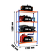 Rayonnage bois-métal léger sans vis 1500x1200x400 - 4 niveaux Bleu/Orange/Bois - SIMON RACK - 8425437077371