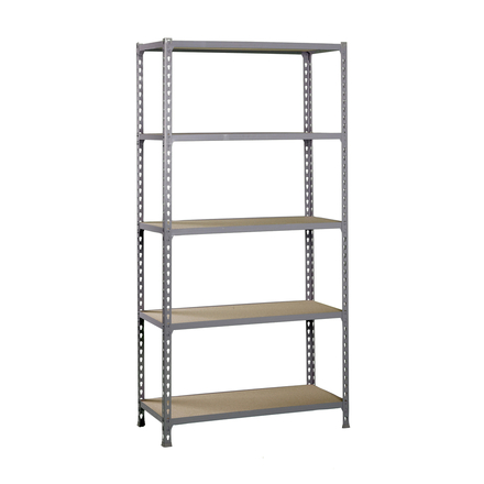 Rayonnage bois-métal léger sans vis 2000x1200x300 - 5 niveaux Gris/Bois - SIMON RACK - 8425437077500