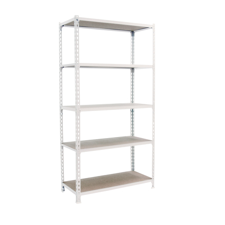 Rayonnage bois-métal léger sans vis 2000x1200x400 - 5 niveaux Blanc/Bois - SIMON RACK - 8425437077531