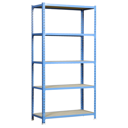 Rayonnage bois-métal léger sans vis 2000x1100x300 - 5 niveaux Bleu/Bois - SIMON RACK - 8425437077760