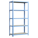Rayonnage bois-métal léger sans vis 2000x1100x300 - 5 niveaux Bleu/Bois - SIMON RACK - 8425437077760