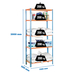 Rayonnage bois-métal léger sans vis 2000x1100x300 - 5 niveaux Bleu/Orange/Bois - SIMON RACK - 8425437077777