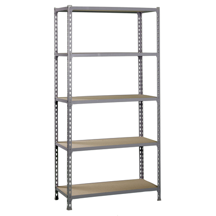 Rayonnage bois-métal léger sans vis 2000x1100x300 - 5 niveaux Gris/Bois - SIMON RACK - 8425437077807