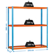 Étagère charge moyenne 500 à 600kg - 2000x2100x450 - 3 niveaux Bleu/Orange - SIMON RACK - 8425437081163