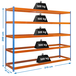 Étagère charge moyenne 500 à 600kg - 2000x2100x450 - 5 niveaux Bleu/Orange - SIMON RACK - 8425437081323