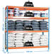 Étagère charge moyenne 500 à 600kg - 2000x2100x450 - 4 niveaux Bleu/Orange/Bois - SIMON RACK - 8425437081569