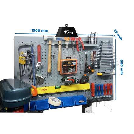 Kit établi mobile Bricolage - 600x1500x35 - 1 niveau Gris - SIMON RACK - 8425437082436