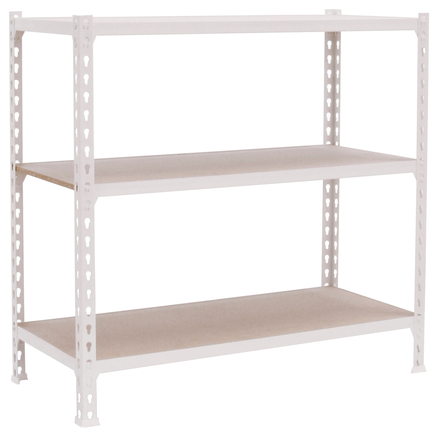 Rayonnage bois-métal léger sans vis 1000x1000x300 - 3 niveaux Blanc/Bois - SIMON RACK - 8425437085901