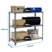Rayonnage bois-métal léger sans vis 1000x1100x300 - 3 niveaux Gris/Bois - SIMON RACK - 8425437086076