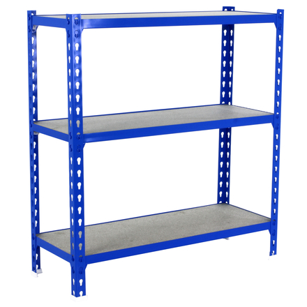 Rayonnage bois-métal léger sans vis 1000x1100x500 - 3 niveaux Bleu/Bois - SIMON RACK - 8425437086236